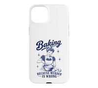 Baking Because Murder Is Wrong Funny Baker Humor Retro Pun Case for iPhone 15 Plus