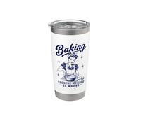 Baking Because Murder is Wrong Funny Baker Humor Retro Pun Stainless Steel Insulated Tumbler