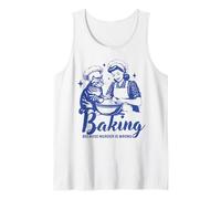 Baking Because Murder is Wrong Funny cat Design for Bakers Tank Top