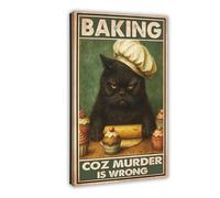 Baking Because Murder Is Wrong Kitchen Poster Canvas Poster Bedroom Decor Landscape Office Room Decor Gift 20x30inch(50x75cm)