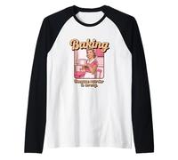 Baking Because Murder is Wrong Retro Funny Vintage Humor Raglan Baseball Tee