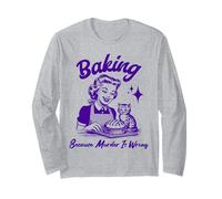 Baking Because Murder is Wrong Vintage Baker Women Kitten Long Sleeve T-Shirt
