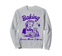 Baking Because Murder Is Wrong Vintage Baker Women Kitten Sweatshirt