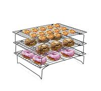 Baking Cooling Racks, 3-Tier Stackable Nonstick Carbon Steel Grill Tray for Biscuit, Cake, Bread - Large Oven Cooling Rack