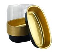 Baking Cups 25Pcs Mini Loaf Pans with Lids 350ml Aluminum Foil Cake Container Oval Cupcake Baking Cups