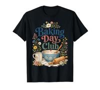 Baking Day Club Vintage Floral Kitchen Value Graphic T-Shirt, Men, Black, L