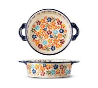 Baking Dish 730ml Ceramic Casserole & Lasagna Pan, 5x8 Inch Deep Rectangular Oven Safe Dish with Handles for Baking, Roasting, Serving, Wedding Gift (colorful, Round)