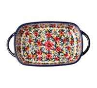 Baking Dish, 730ml Heat-Resistant Ceramic Oven Dish with Dual Handles, Daisy Print Rectangle Lasagne, Non Slip Washable Casserole Dishes for Oven Kitchen