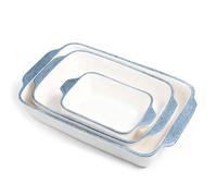 Baking Dishes, Ceramic Bakeware Sets of 3, Porcelain Baking Pan with Handles, Rectangular Oven Safe and Durable Wide Baking Dish for Roasting, Lasagna, Pie, Baking Meat, Vegetables 10.6"/8.6"/5.9"