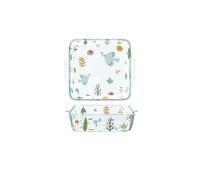 Baking Dishes Glass Baking Dish Rice Bowl High Borosilicate Plate Double Ear Dinner Steam Salad(700ml)