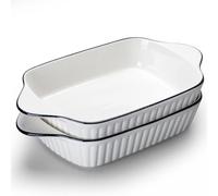 Baking Dishes set of 2, 10.5'' Lasagne Dish, Ceramics Rectangular Baking Dishes with Handles,Ceramic Baking Dish, Oven Dish, Lasagna Casserole Pan, Oven Safe & Microwave Safe