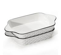 Baking Dishes set of 2, 10.5'' Lasagne Dish, Ceramics Rectangular Baking Dishes with Handles,Ceramic Baking Dish, Oven Dish, Lasagna Casserole Pan, Oven Safe & Microwave Safe