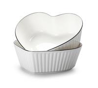 Baking Dishes set of 2,Ceramic Cereal Bowls set,Heart Shape,Salad Bowl Set,Serving Bowl for Soups, Fruit, Oven Dishes,Ceramic Bakeware (A)