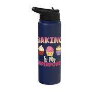 Baking is My Superpower Cookie Muffin Cupcake Baking Baker Stainless Steel Insulated Water Bottle