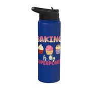 Baking is My Superpower Cookie Muffin Cupcake Baking Baker Stainless Steel Insulated Water Bottle