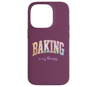 Baking is My Therapy Funny Baking Lover Floral Word Design Case for iPhone 14 Pro