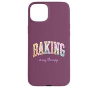 Baking is My Therapy Funny Baking Lover Floral Word Design Case for iPhone 15 Plus