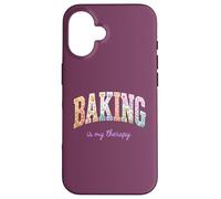 Baking is My Therapy Funny Baking Lover Floral Word Design Case for iPhone 16