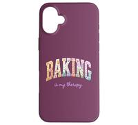 Baking is My Therapy Funny Baking Lover Floral Word Design Case for iPhone 16 Plus