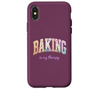Baking is My Therapy Funny Baking Lover Floral Word Design Case for iPhone X/XS