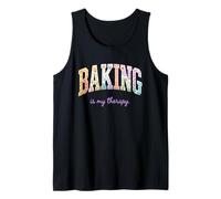 Baking is My Therapy Funny Baking Lover Floral Word Design Tank Top