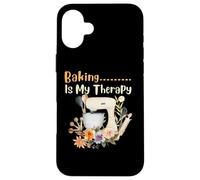 Baking Is My Therapy Kitchen Bake Lover Cooking Baker Quote Case for iPhone 16 Plus