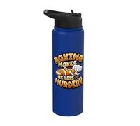 Baking Makes Me Less Murdery Funny Baker Stainless Steel Insulated Water Bottle