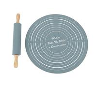 Baking Mat and Rolling Pin, Large Silicone Rolling Pins for Baking Silpat Baking Mat, Pastry Mats for Rolling Dough Baking Tool for Kitchen(Grey)