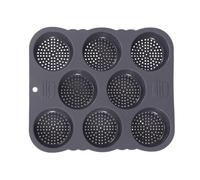 Baking Moulds Pan 8 Cavity Non Stick Silicone Bread Loaf Pan Perforated Hamburger Bun Baking For Homemade Buns (Grey, 30x25cm)