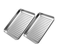 Baking Pan Set of 2 Oven Sheet Pan Tray 316 Stainless Steel Baking Trays for Cookie Nonstick 9.5" 12.6" 17.3" Metal Baking Sheets Warp Resistants Heavy Duty Rectangular Baking Tray(410x310mm)