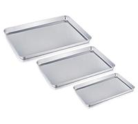 Baking Pan Set of 3, Stainless Steel Baking Tray Sheet Professional, Non Toxic & Healthy, Mirror Finish & Rust Free, Easy Clean & Dishwasher Safe