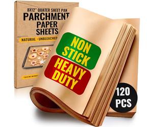 Baking Paper 120 Sheets, 20x30cm Parchment, Non-Stick Greaseproof (Pack of 6)