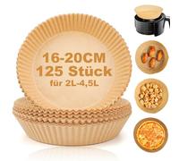 Baking Paper for Hot Air Fryer, 125 Pieces 16-20 cm Airfryer Baking Paper, Round Airfryer Accessories for Ninja/Philips/Cosori/Tefal 2-4.5 L Air Fryer