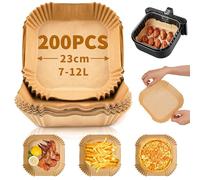 Baking Paper for Hot Air Fryer, 23 cm, 200 Pieces, Disposable Non-Stick Airfryer Baking Paper, Square, Waterproof, Oil-proof Baking Paper, Airfryer Accessories, Air Fryer Paper for Hot Air Fryer,