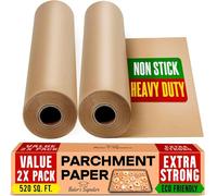 Baking Paper Roll 2 Pack, 38cm x 64m, Unbleached Parchment with Cutter