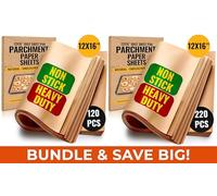 Baking Paper Sheets, Greaseproof Paper, Parchment for Oven - Heavy Duty Non-Stick Pre-Cut Unbleached Sheets, 12x16 inch (30x40cm) Pack of 120 and 220 pcs by Baker’s Signature