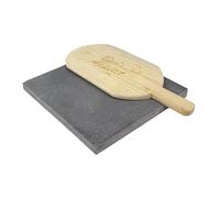 Baking Pizza Stone with Wooden Pizza Peel | Lava Stone for Multi-Purpose Oven & BBQ, Grill | 100% Natural Volcanic Stone | Natural Heat Retention (Square (1.5x30x30cm))