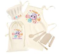 Baking Set Role Play Chef Set For Girls - Kawaii Gift with Cutie Cakes, Kids Cooking Apron, Hat, Utensils, and Bag - Perfect Kids Pretend Kitchen Toy Set Age 6-10