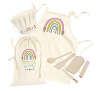 Baking Set Role Play Chef Set For Girls - Sweetest Gift Rainbow Colour Apron Hat Bag Utensils Included Pretend Play Cooking Toy Set For Children & Kids Birthday Present Age 6-10