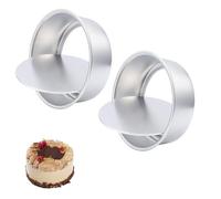 Baking Sets Cake Tin Set of 2 Aluminum Deep Pan Removable Bottom Non-Stick Tins 10 cm Bakeware Moulds for Wedding Birthday Anniversary (4 inch)