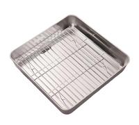 Baking Sheet and Wire Rack Set, Stainless Steel Square Baking Pan for Air Fryer Oven, Roasting Pan for Crispy Chicken Wings, Oil Draining