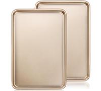 Baking Sheet Pan Set of 2, Wildone Commercial Cookie Sheets for Baking, Nonstick Carbon Steel Jelly Roll Pan Oven Tray 15x10 Inch, Heavy Duty & Easy Clean