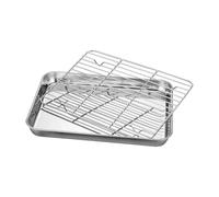 Baking Sheet Set - Stainless Steel Pan with Cooling Racks | Square Non-Stick Cooking Wire Rack | Multipurpose Rectangular Oven Tray, 23.5x17.5cm or 31.5x24.5cm, for Baking BBQ Outdoor Garden