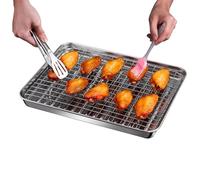 Baking Sheet, Stainless Steel Baking Pan Tray, Nonstick Sheets with Cooling Rack Rectangular Bakeware, Toaster Oven Heavy Duty Serving Heat-resistants for Cooking Roasting(320x250mm)