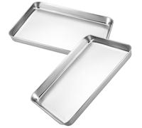 Baking Sheet, Stainless Steel Baking Sheet Set of 2, Rectangle Metal Trays Heavy Duty Tray Length 9.2" to 23.6" Nonstick Warp Resistants for Cookie, Serving for Toaster Oven(50x35x3cm)
