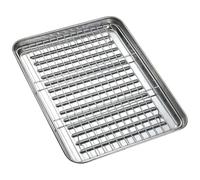 Baking Sheet, Stainless Steel Baking Tray Set Heavy Duty Rectangle Oven with Cooling Rack Nonstick Metal Pan with Clip Warp Resistant Kitchen Serving(440x320mm)