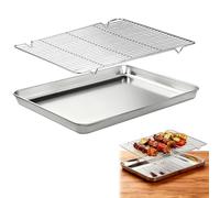 Baking Sheet with Rack Set, Stainless Steel Large Baking Sheet with Rack, Non Stick Cooling Tray, Easy Clean and Dishwasher Safe, Cookie Sheets for Roasting & Cooking(26 X 20.5 X 2.5cm)
