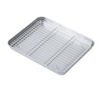 Baking Sheet with Rack Stainless Steel Cookie Pan Chef Baking Tray Wire Cooling Rack for Oven Roasting(25 * 20.5cm)