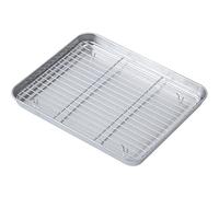 Baking Sheets with Racks Set, Stainless Steel Cookie Pan Baking Tray with Cooling Rack, Oven Safe, Non Toxic, Heavy Duty, Easy Clean,28 x 23.5 x 2.5cm