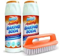 Baking Soda Cleaning Powder 2 Pack with Cleaning Brush - Multi Purpose Household Cleaner for Kitchen, Bathroom, Sink, Oven & Tiles | Duzzit Cleaning Powder Bicarbonate Soda Stain & Odour Remover